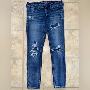 American Eagle Super Stretch Distressed with patches
